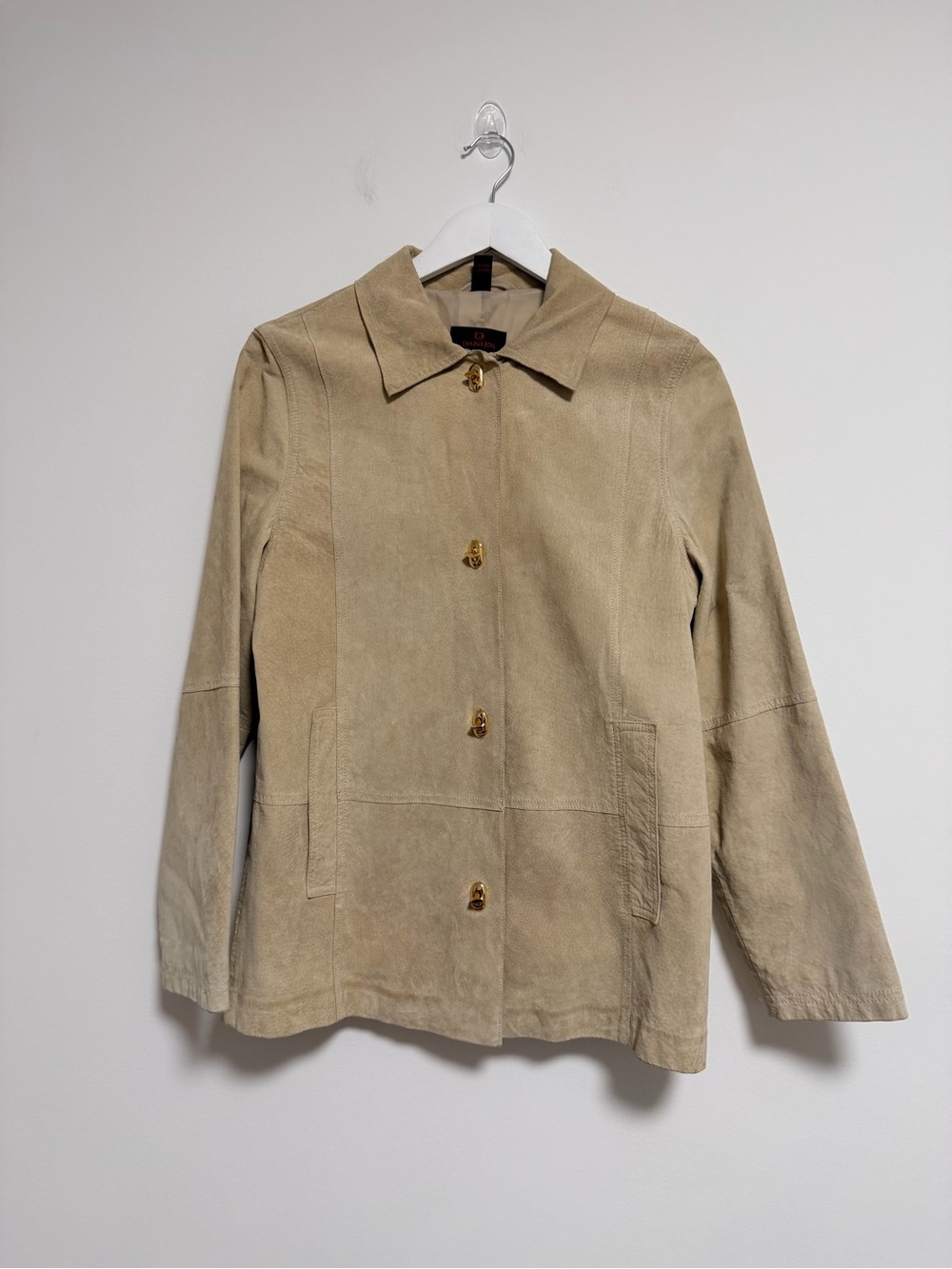 Vintage Danier Beige Suede Jacket with Gold-Tone Buttons - Picture 4 of 16